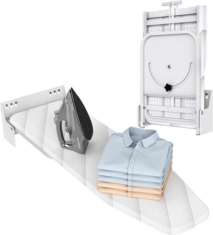 Wall-Mounted Ironing Board 37.4" x 11.8" Compact Mount Fold Down Iron Board by Qriocioa