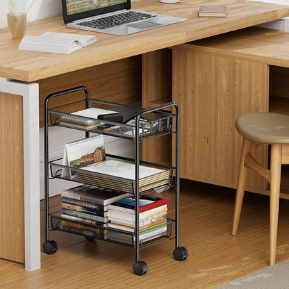 3-Tier Mesh Rolling Cart - Image 2