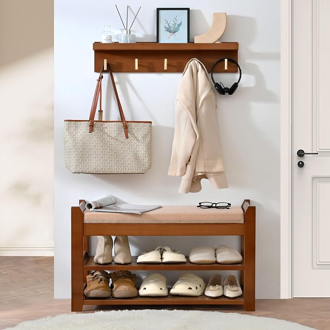 PETKABOO Shoe Rack for Front Door Entrance, 28” Entryway Bench - Image 2