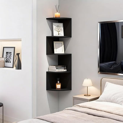 No-Drill Corner Shelf Wall Mount, 5-Tier Floating Corner Bookshelf - Image 12