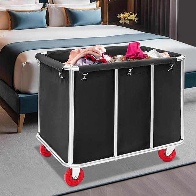 Commercial Laundry Cart with Wheels, Laundry Hamper Cart, Heavy Duty Rolling - Image 3