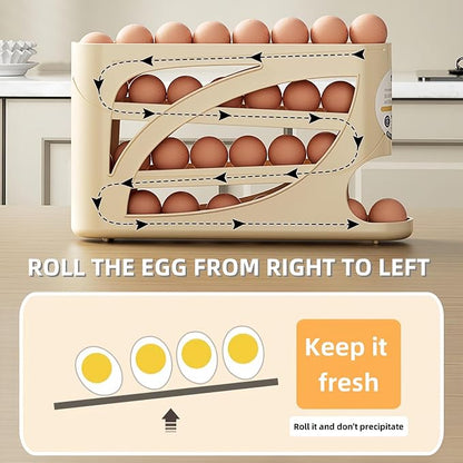 Automatic Egg Dispenser for Refrigerator, 4-Tier Rolling Egg Holder, - Image 3