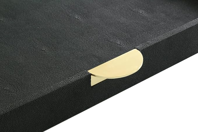 HofferRuffer Extra Large Square Serving Tray, Elegant Faux Leather Ottoman Tray - Image 3