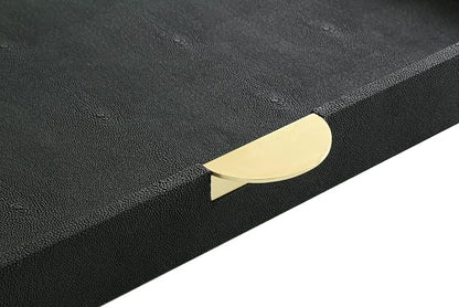 HofferRuffer Extra Large Square Serving Tray, Elegant Faux Leather Ottoman Tray - Image 3