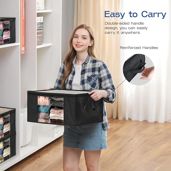 Hopack Clothes Storage Bags, Foldable Thick Fabric Blanket Storage Bags - Image 6
