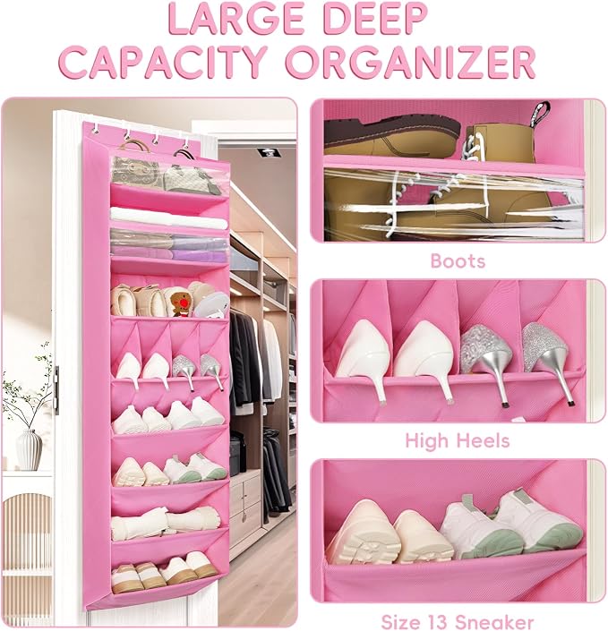 FENTEC 1 Pack 8 Shelves Over The Door Shoe Organizer, Shoe Rack - Image 4
