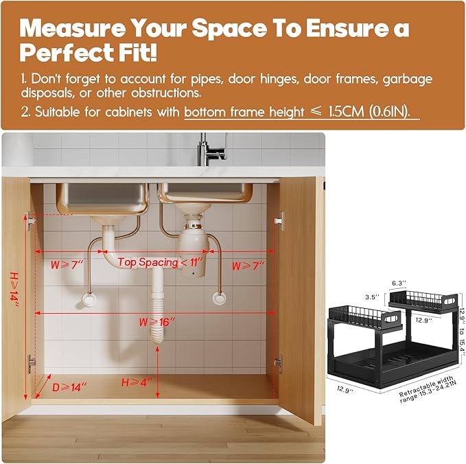 1 Pack Expandable Under Sink Organizers And Storage - Image 3