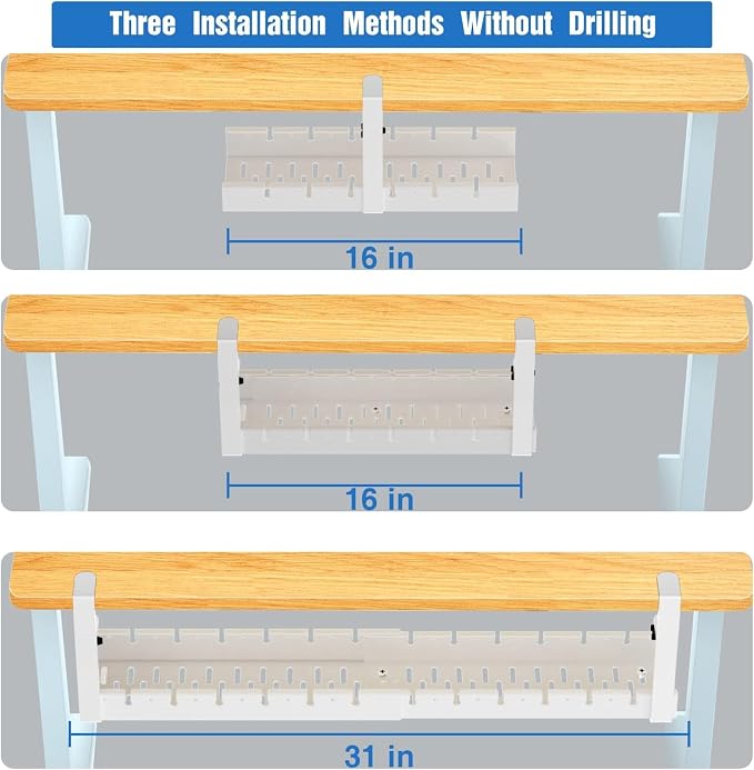 No Drilling Under Desk Cable Management, Metal Cable Management Tray Under Desk - Image 4