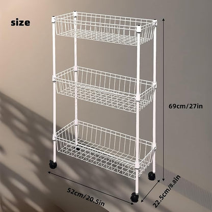 NSF white 3-layer storage rack, refrigerator crevice rack, washing machine - Image 2
