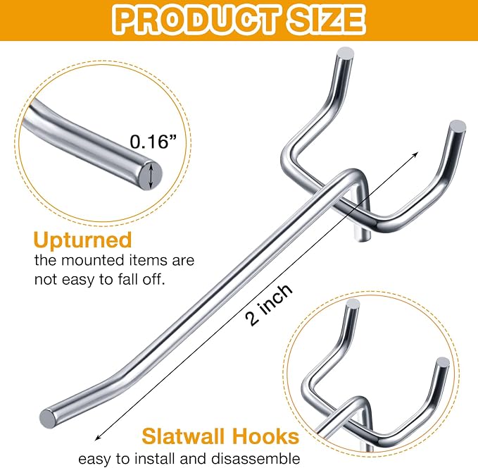 Funrous 100 Pack Peg Board Hooks Stainless Steel Pegboard Hooks Shelving - Image 2