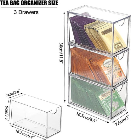 ELLDOO 3 Drawers Tea Bag Organizer, Coffee Pod Snack Storage - Image 2