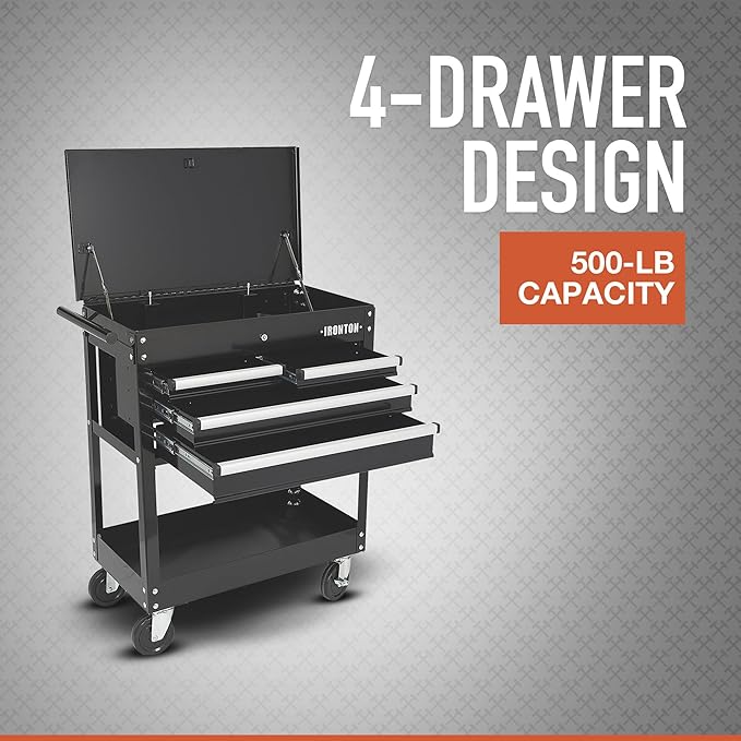 Ironton Mobile Tool Chest, Slide Top Tool Cart Made of Rust-Resistant - Image 3