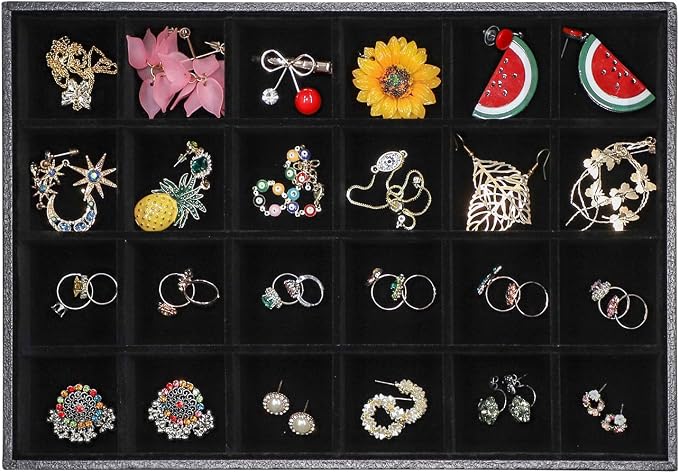 Stratalife 24 Grid Jewelry Organizer Tray, Stackable Drawer Earring Organizer by Stratalife