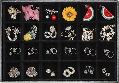 Stratalife 24 Grid Jewelry Organizer Tray, Stackable Drawer Earring Organizer by Stratalife