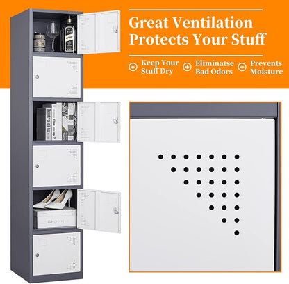 Metal Locker with 6 Doors, Lockable Locker Cabinet - Image 5