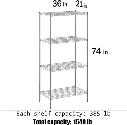 21" Deep x 36" Wide x 74" Height Wire Shelving Kit | 4-Tier | NSF Commercial - Image 3