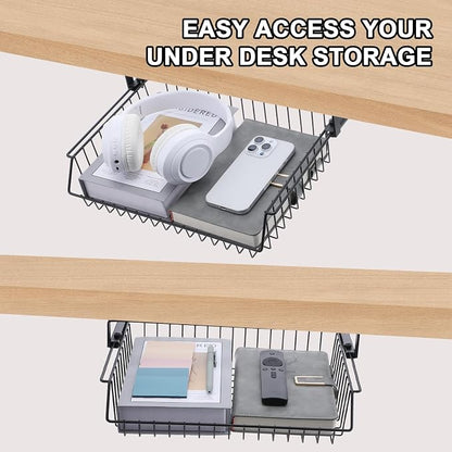 Under Desk Drawer, Slide Out Design, No Drill Metal Under Desk Cable Management - Image 5