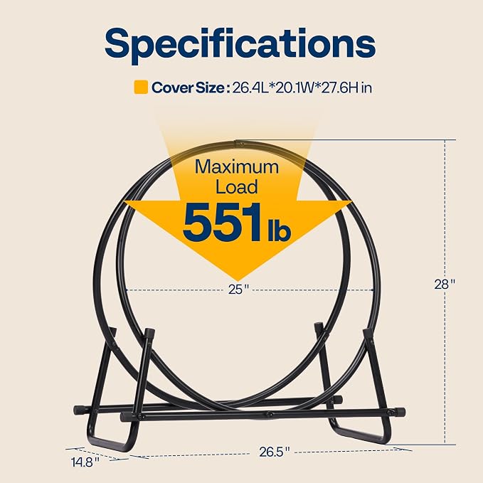 VIVOHOME 28 Inches Firewood Log Rack Hoop - Image 7