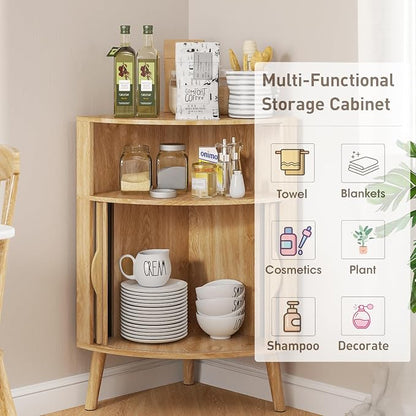 Bathroom Corner Storage Cabinet, 31.5''H Small Floor Corner Cabinet - Image 7