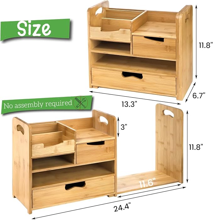ZOOFOX Bamboo Desk Organizer - Image 2