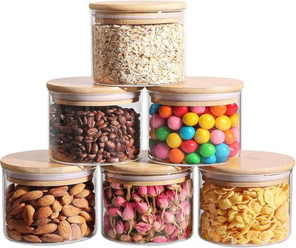 ComSaf 0.5 Qt Glass Food Storage Jars Set of 6, Pantry Organization Jar by ComSaf