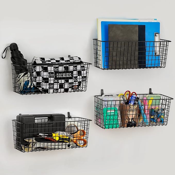 4 Set Hanging Wall Mount Storage Baskets - Image 8