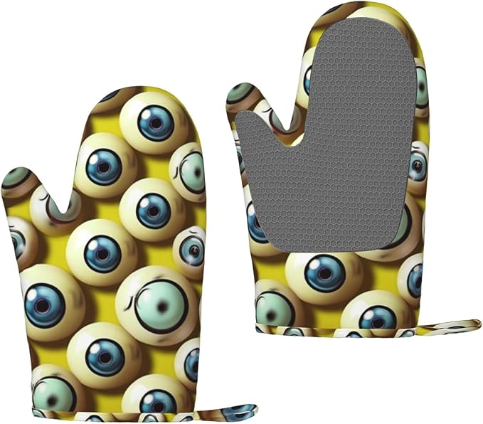 Eye Balls Print Oven Mitts Set of 2, Heat Resistant Silicone Oven Mittens Gloves by Unknown