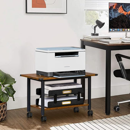 Lerliuo Under Desk Printer Stand, 2-Tier Industrial Mobile Printer Table - Image 2