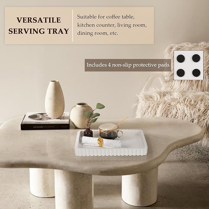 Concrete Decorative Tray for Coffee Table Decor, Rectangular Modern Decorative - Image 6