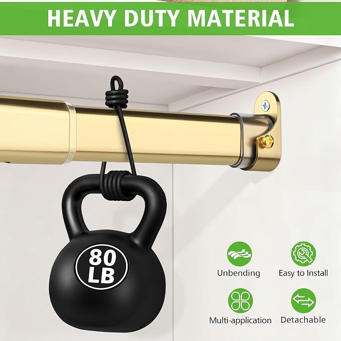 Oval Closet Rod for Hanging Clothes 30 to 54.5 Inch, Includes End Supports - Image 5