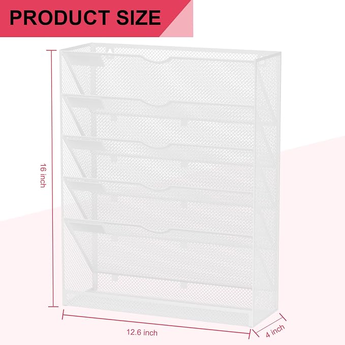 Hanging Wall File Organizer 6 Tier Wall Mounted File Holder Document Wall - Image 3