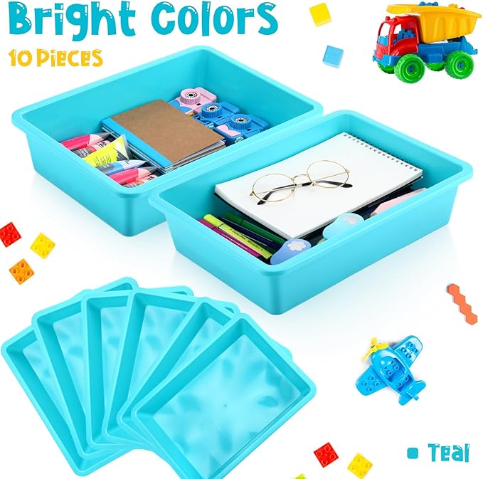 Hoteam 10 Pcs Flat Storage Organizer Tray Bin Paper Tray - Image 4