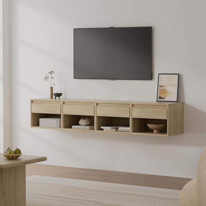 Floating Nightstand Set of 4, Wall Mounted Bedside Table by EYYTHUNG