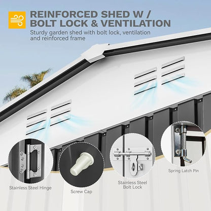 DWVO 12x8ft Large Tool Storage Shed - Image 7