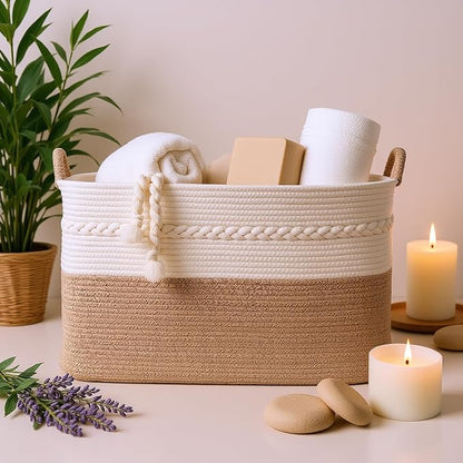 Extra large laundry basket woven from natural cotton rope - Image 8