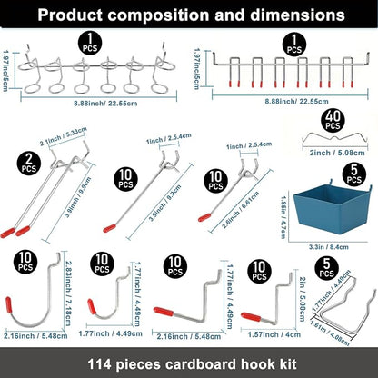 114-Piece Heavy Duty Metal Pegboard Hooks & Organizer Kit - Image 2