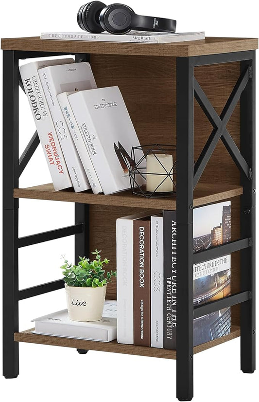 Small Bookshelf, 3 Tier Industrial Bookcase by MNEETRUNG