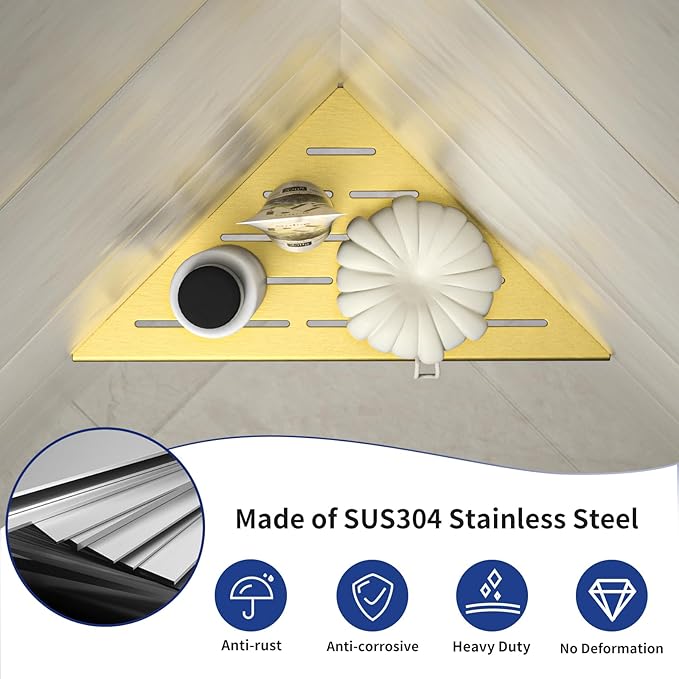 Corner Shower Shelf, 304 Stainless Steel Bathroom Shelf - Image 6