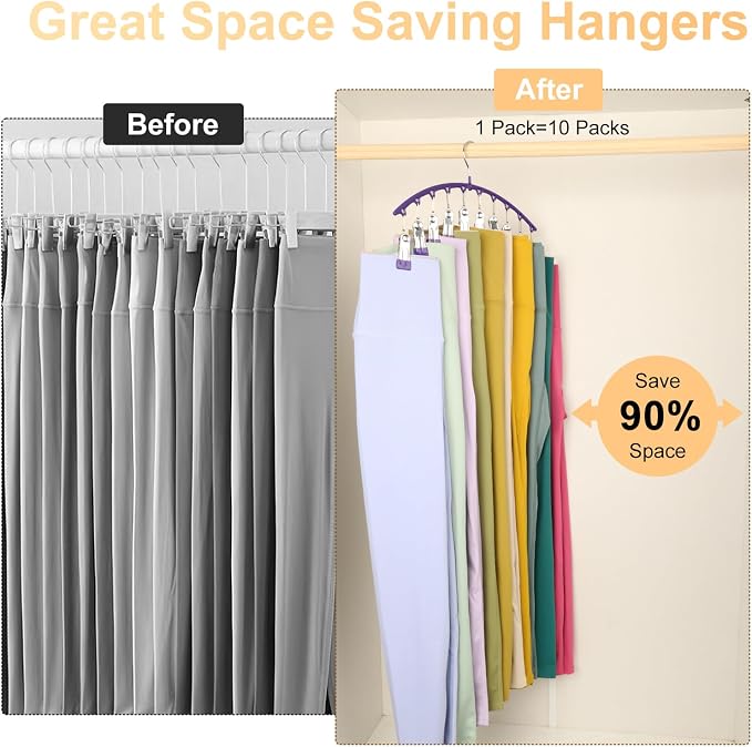 Volnamal Legging Organizer for Closet, 2 Pack Metal Yoga Pants Hanger-Purple | - Image 4