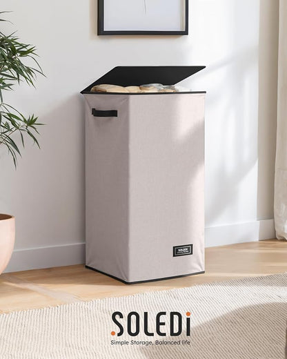 SOLEDI Laundry Hamper with Lid 100L Large & Tall Collapsible Laundry Basket - Image 9