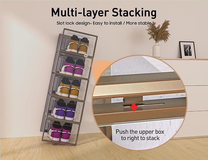 Kuject X-Large Shoe Storage Boxes 12 Pack, Entryway & Under-Bed Storage - Image 3