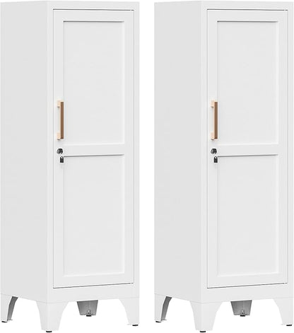 46"H White Metal Locker Set of 2, Small Locking Cabinet by Firstsky