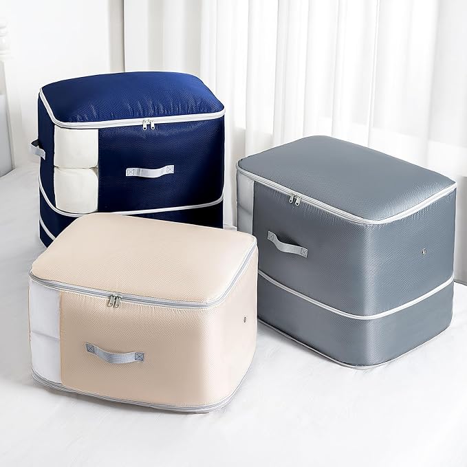 Comforter Storage Bag - 130L Large Capacity Blanket Storage Bags 3-Layer Ultra - Image 8