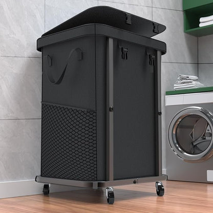 40 Gal Laundry Basket with Lid, Rolling Laundry Hamper with Wheels, Dirty by Unlockyourhomestoragelife