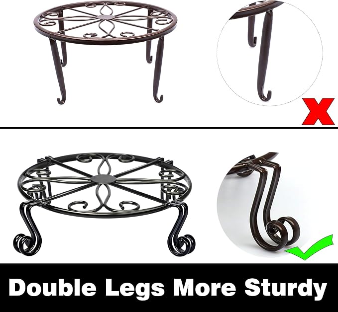 12"x3.1" Black Plant Stand for Flower Pot Heavy Duty Potted Holder Indoor - Image 6