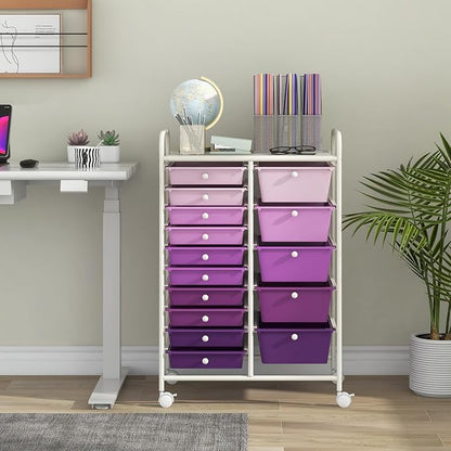 Giantex 15 Drawers Rolling Cart, Classroom Organizers, Storage Cart - Image 2