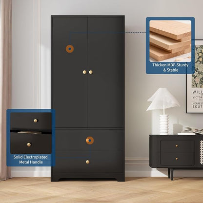 Garvee 71" Armoire Wardrobe Closet, Modern Wooden Bedroom Armoire - Image 4