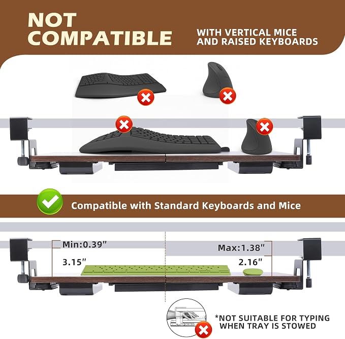 Large 26.77" Keyboard Tray Under Desk - Image 6