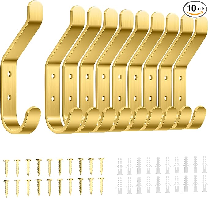 Coat Hooks Wall Mount for Hanging: 20LB Sturdy Hanger for Backpack, for Closet by susswiff