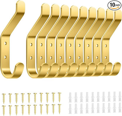 Coat Hooks Wall Mount for Hanging: 20LB Sturdy Hanger for Backpack, for Closet by susswiff
